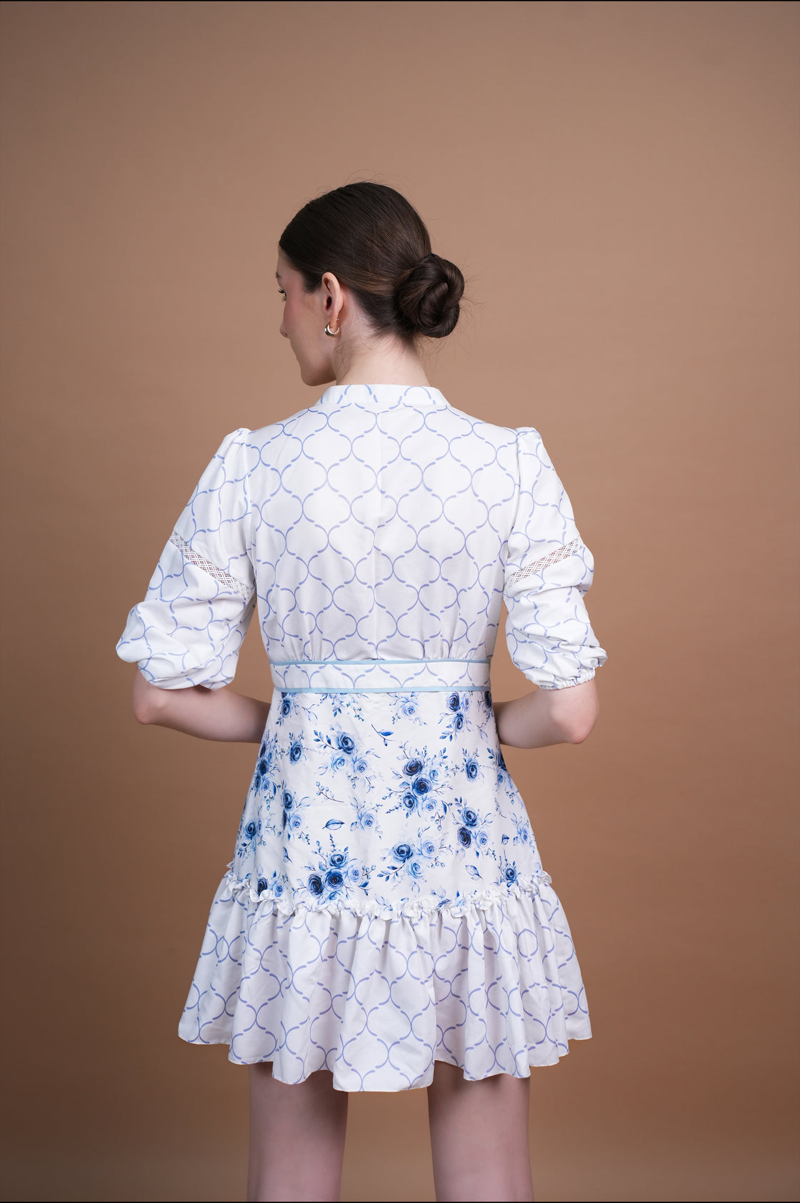 BLUE FLORAL COTTON JAYLEEN MINI DRESS Mini Dresses