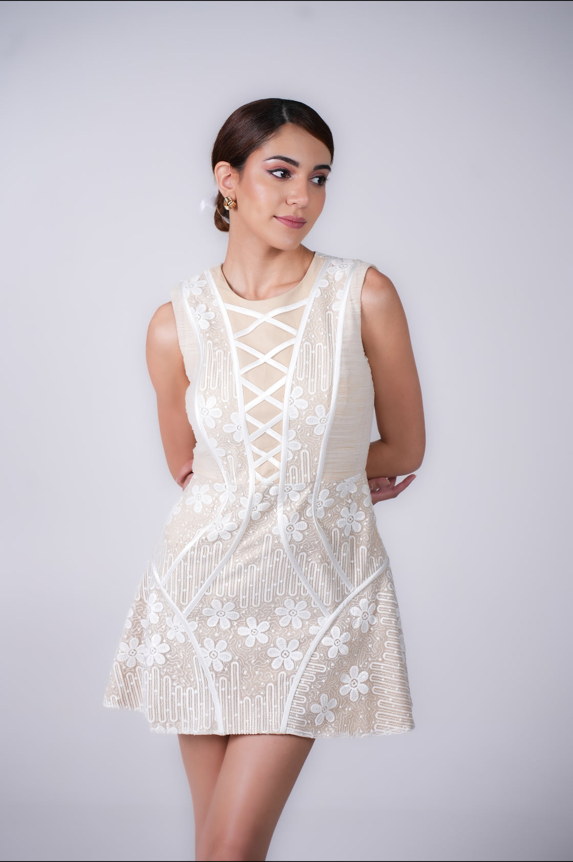 WHITE KATE EMBROIDERED CORSET MINI DRESS Mini Dresses