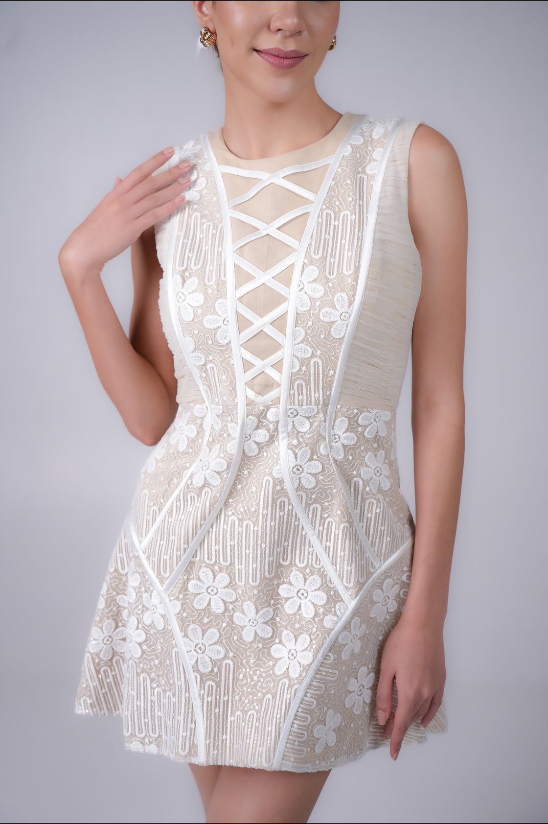 WHITE KATE EMBROIDERED CORSET MINI DRESS Mini Dresses