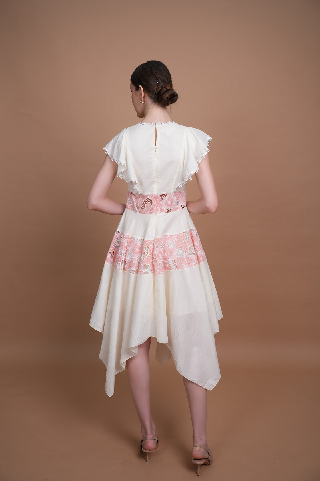 PEACH & CREAM ASYMMETRICAL MIDI DRESS FOR WOMEN Midi Dresses
