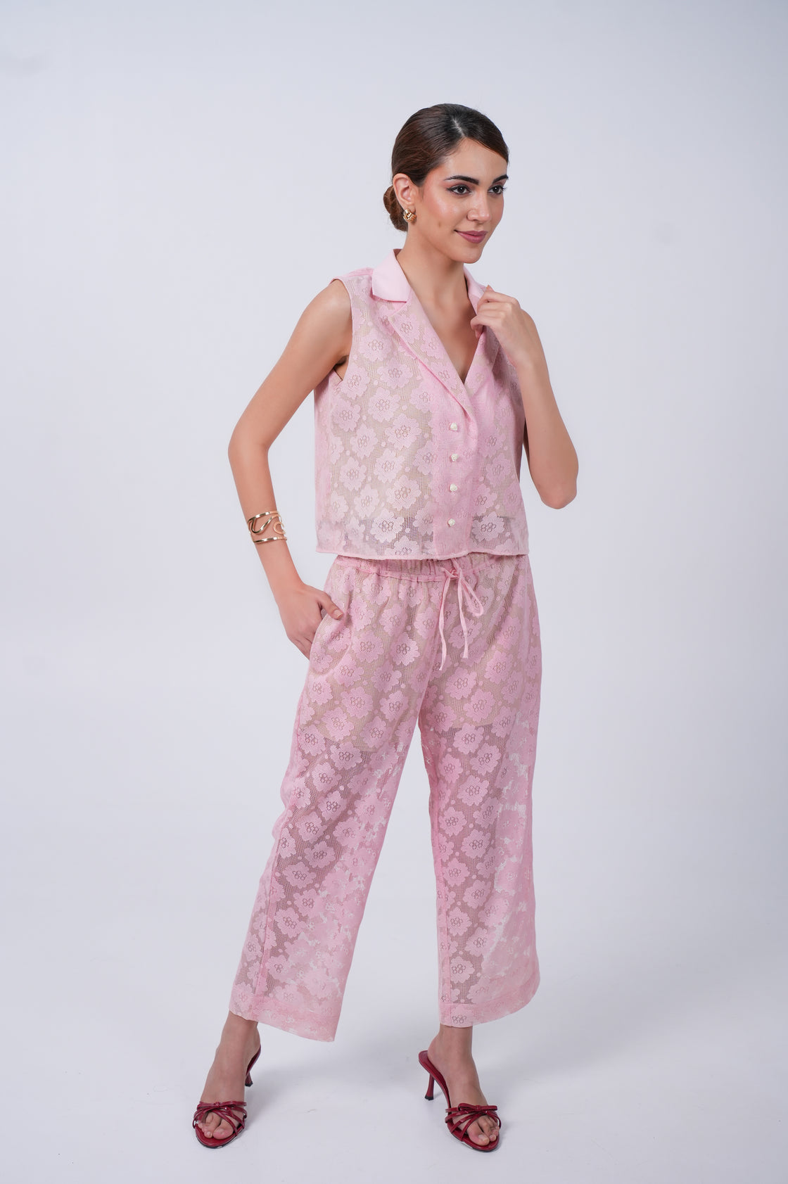 PINK CROCHET CO ORD SET Co Ord Set