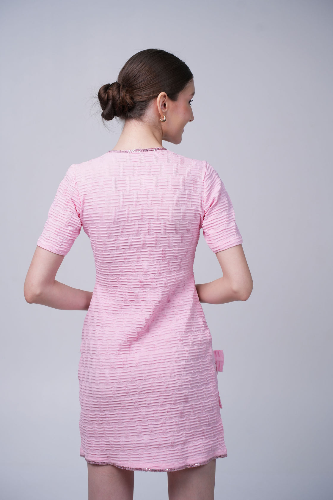 PINK AUGUST MINI DRESS – LIGHT TWEED MINI DRESS FOR WOMEN