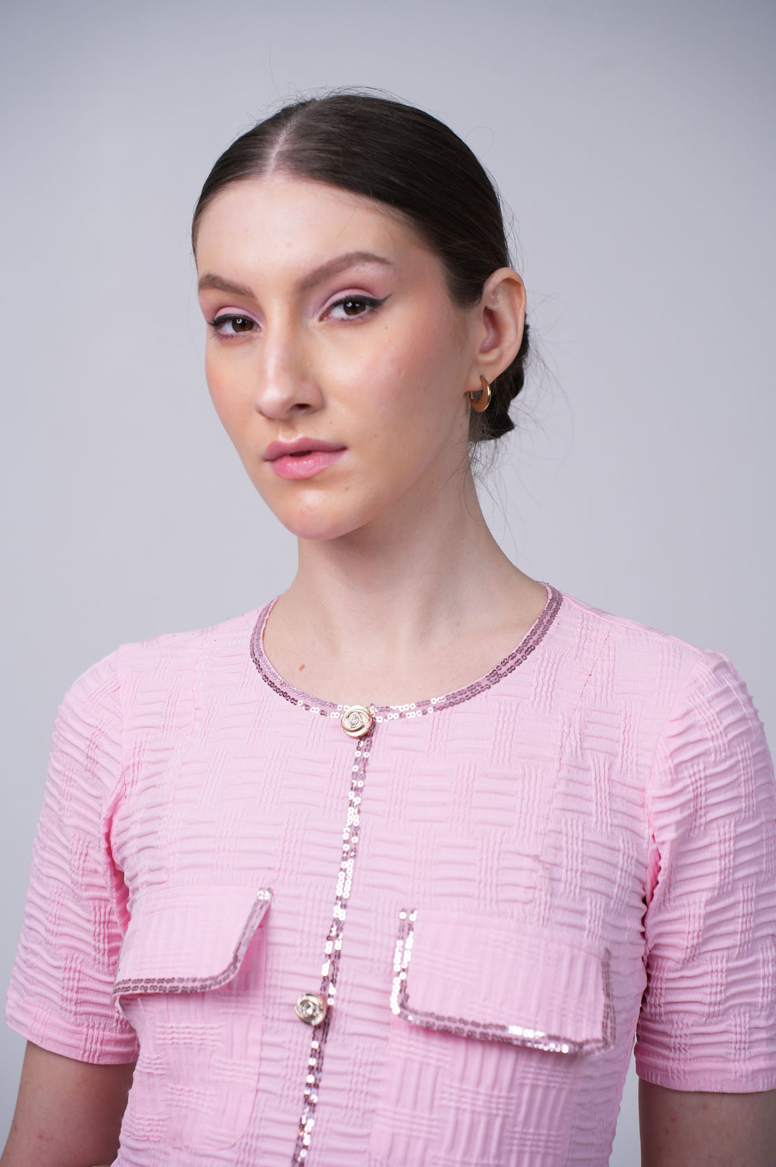 PINK AUGUST MINI DRESS – LIGHT TWEED MINI DRESS FOR WOMEN