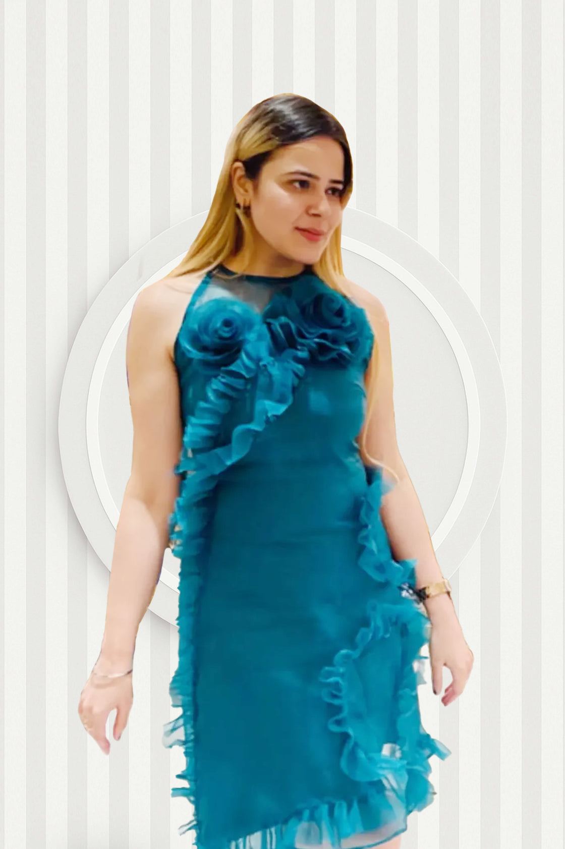 EMERALD RUFFLE DRESS