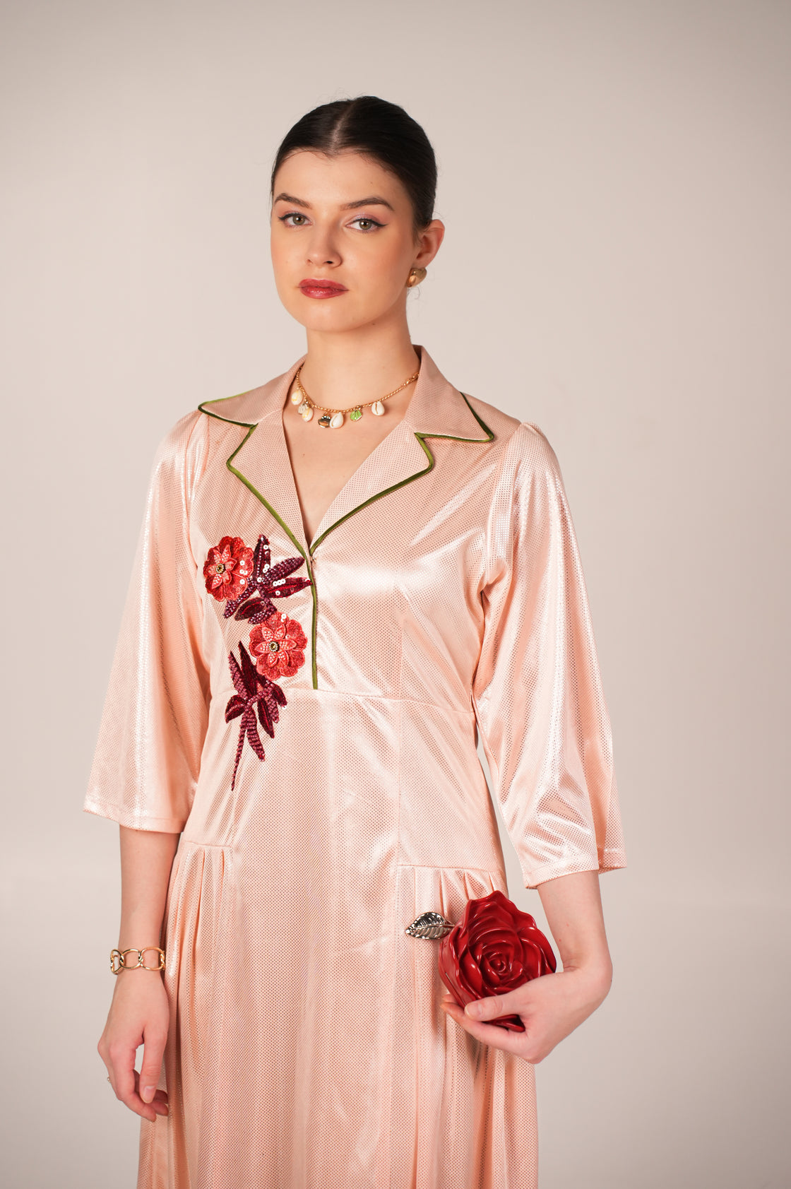 ALISIA BEIGE HAND EMBROIDERED JACKET DRESS