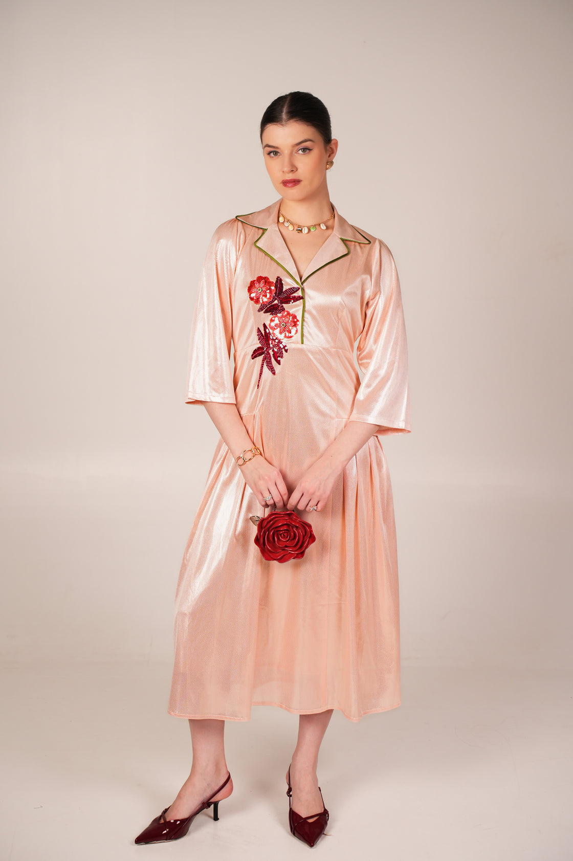 ALISIA BEIGE HAND EMBROIDERED JACKET DRESS