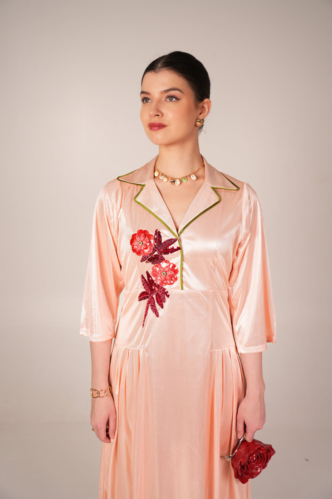 ALISIA BEIGE HAND EMBROIDERED JACKET DRESS