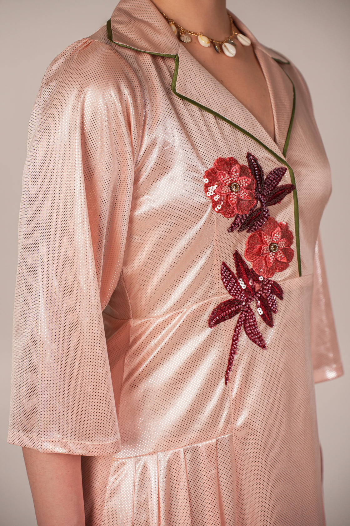 ALISIA BEIGE HAND EMBROIDERED JACKET DRESS