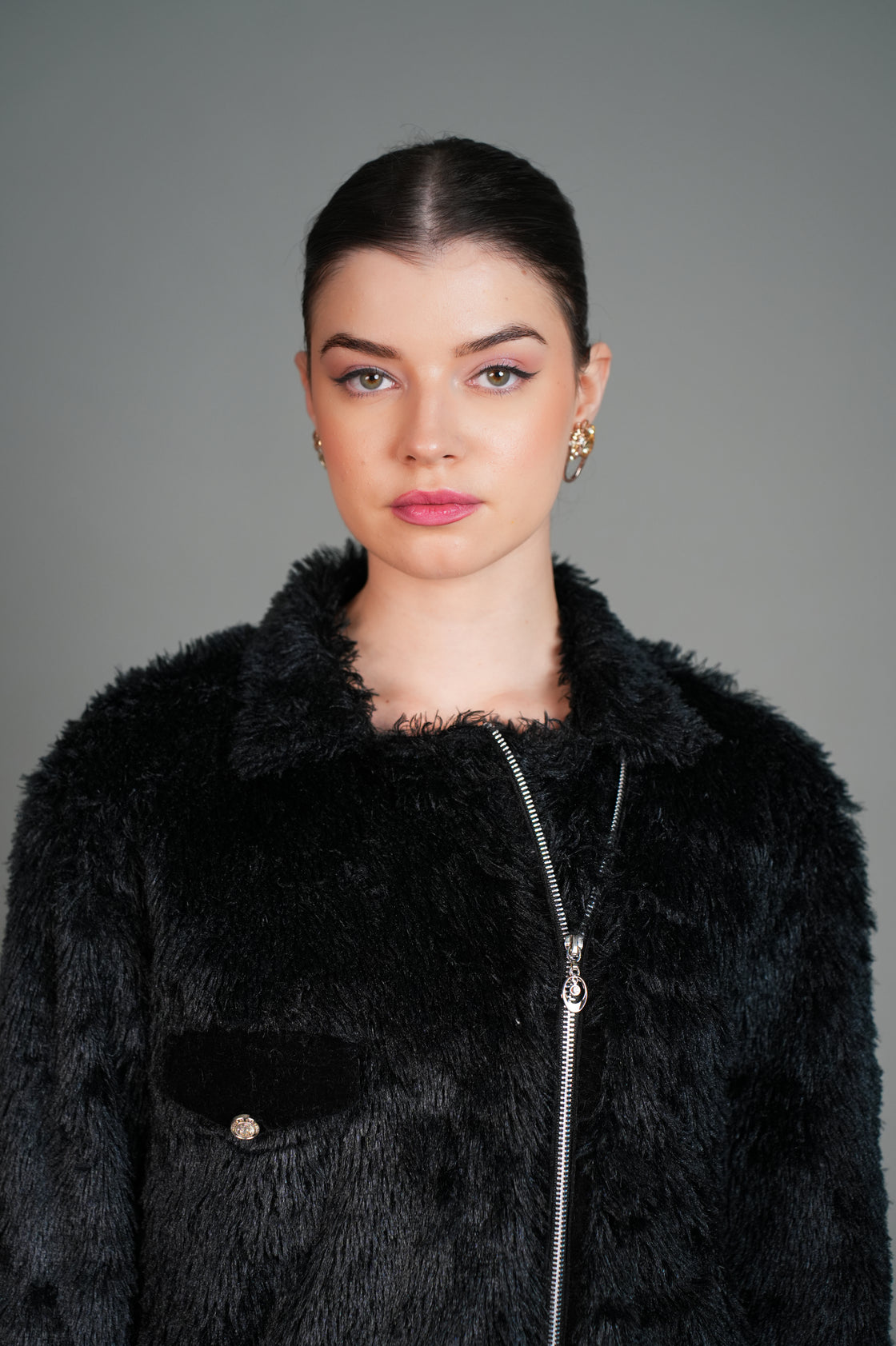 BLACK FAUX FUR JACKET