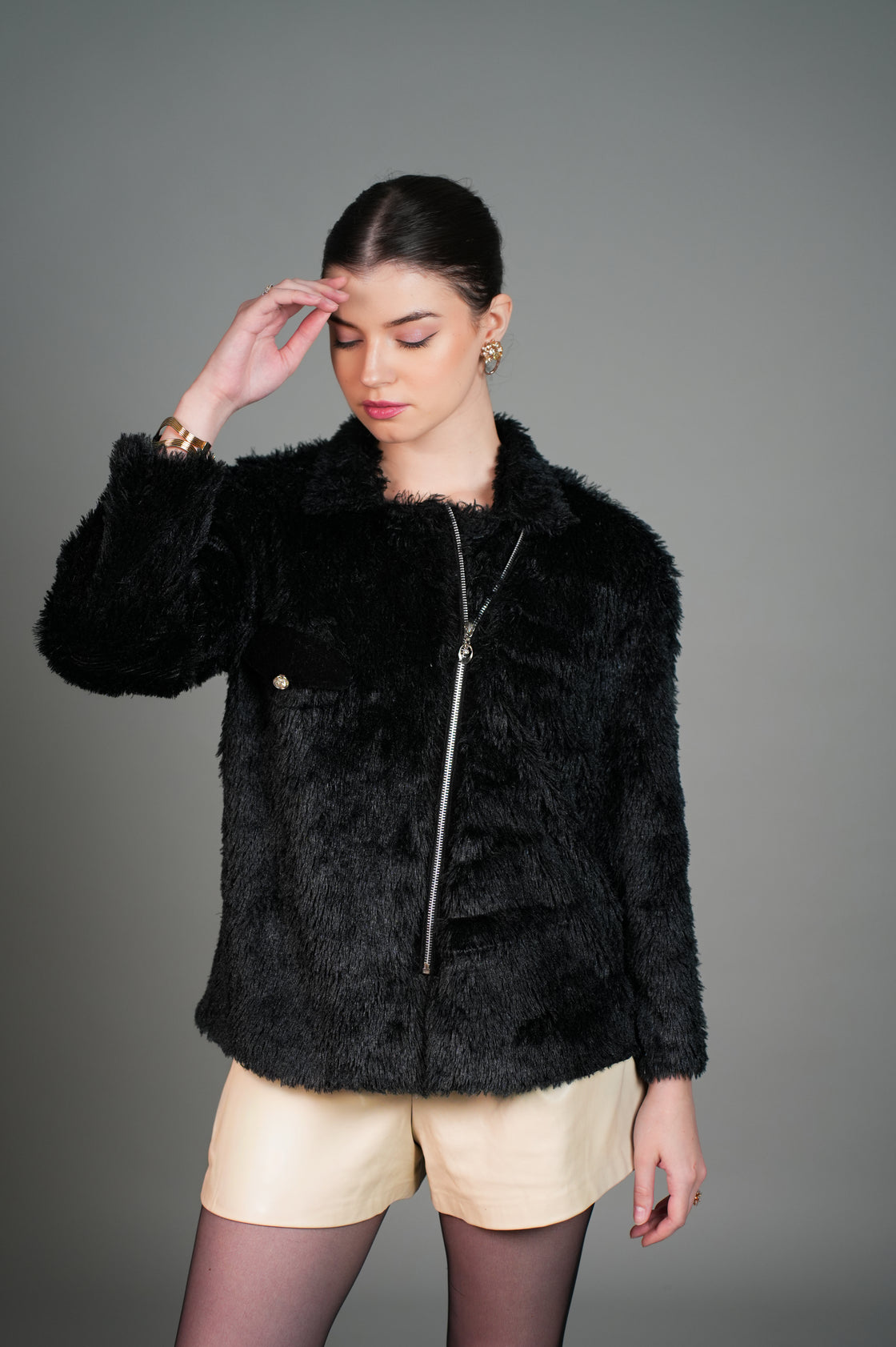 BLACK FAUX FUR JACKET