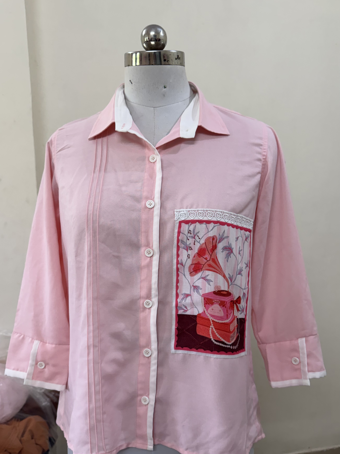 BOW PATCHWORK SHIRT