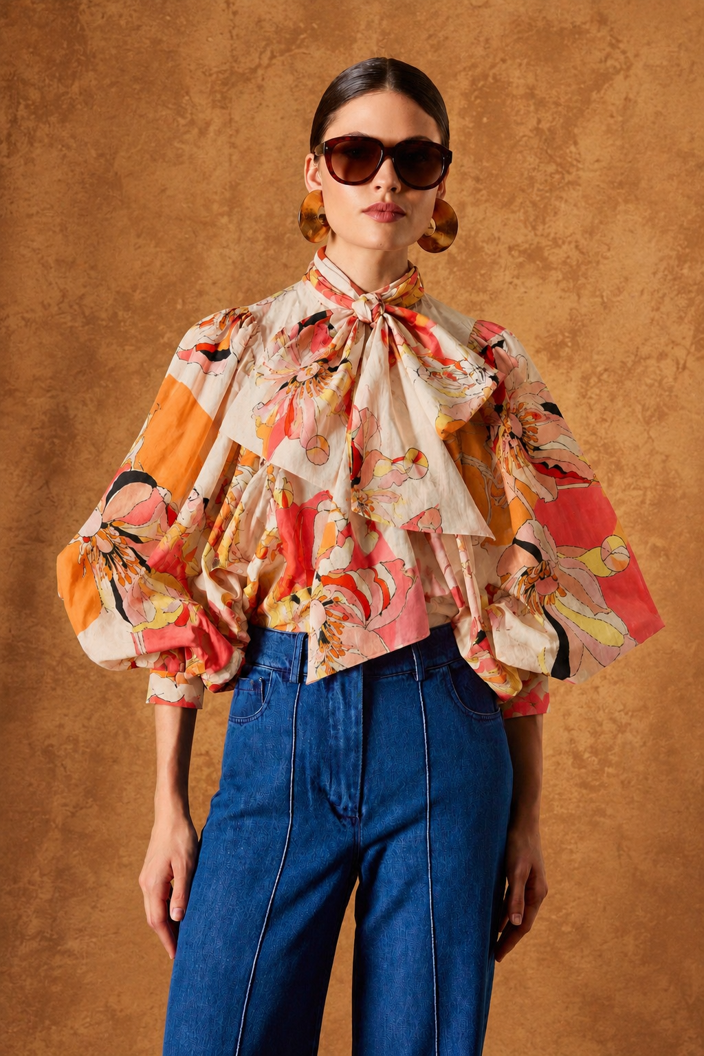 DAHLIA OVERSIZE TIE NECK TOP