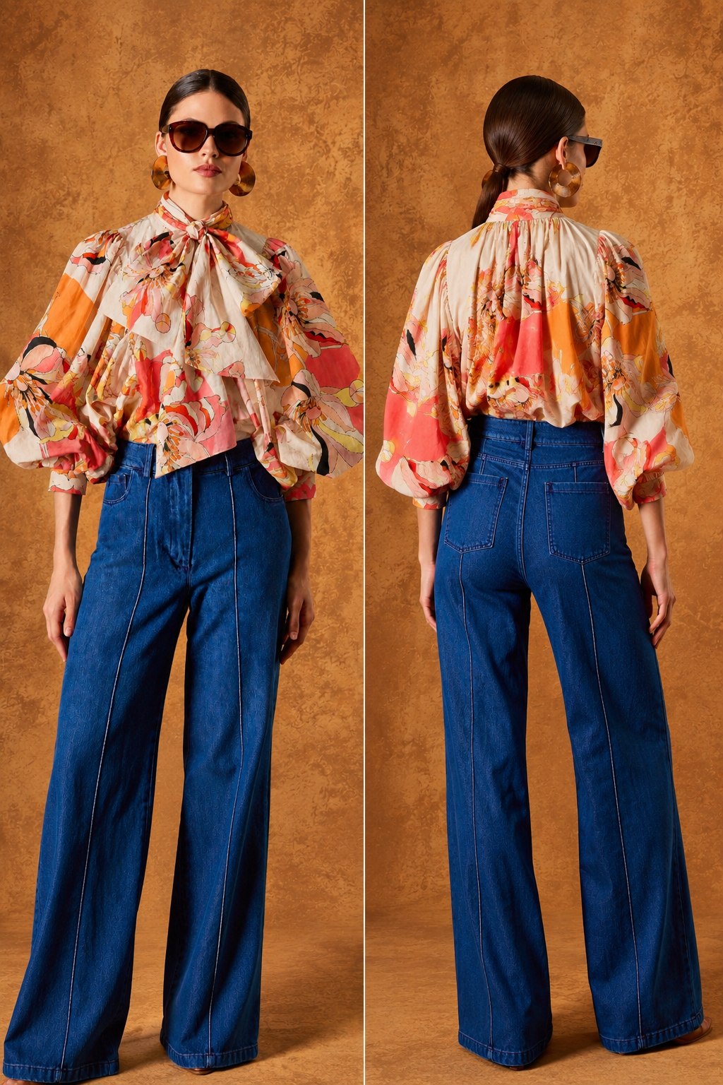 DAHLIA OVERSIZE TIE NECK TOP
