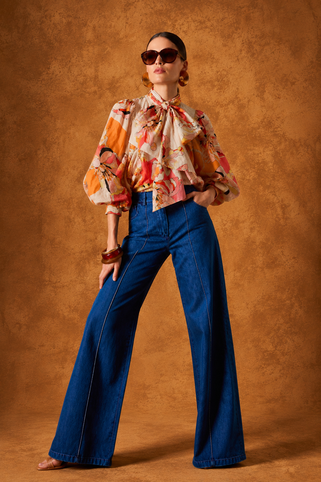 DAHLIA OVERSIZE TIE NECK TOP