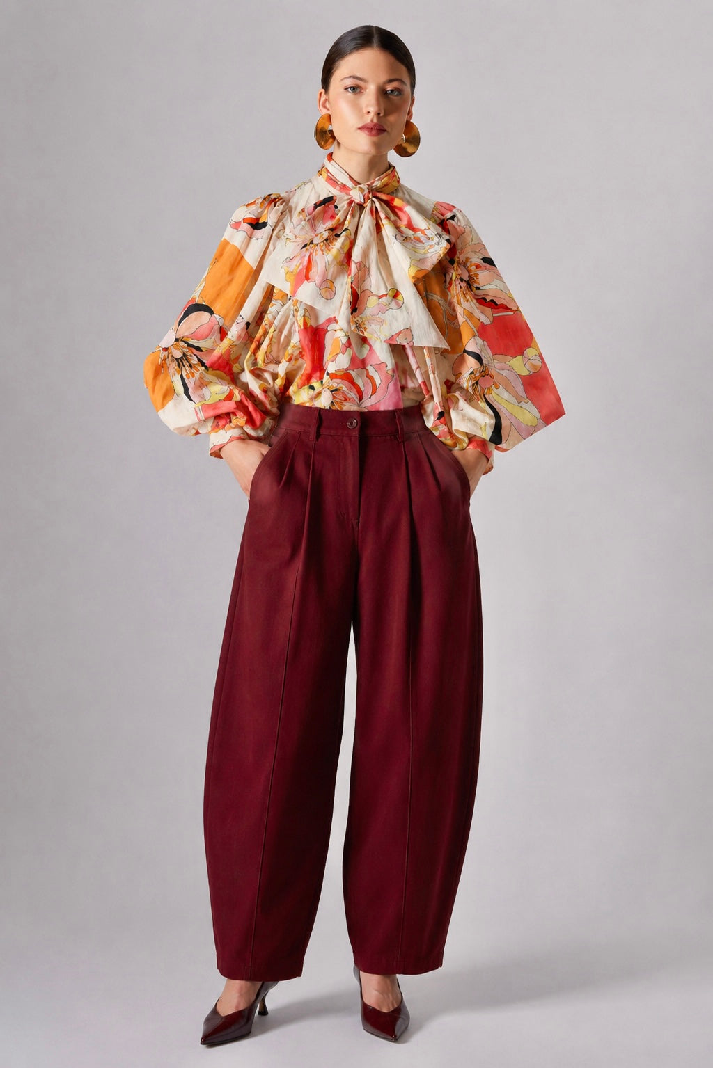 DAHLIA OVERSIZE TIE NECK TOP