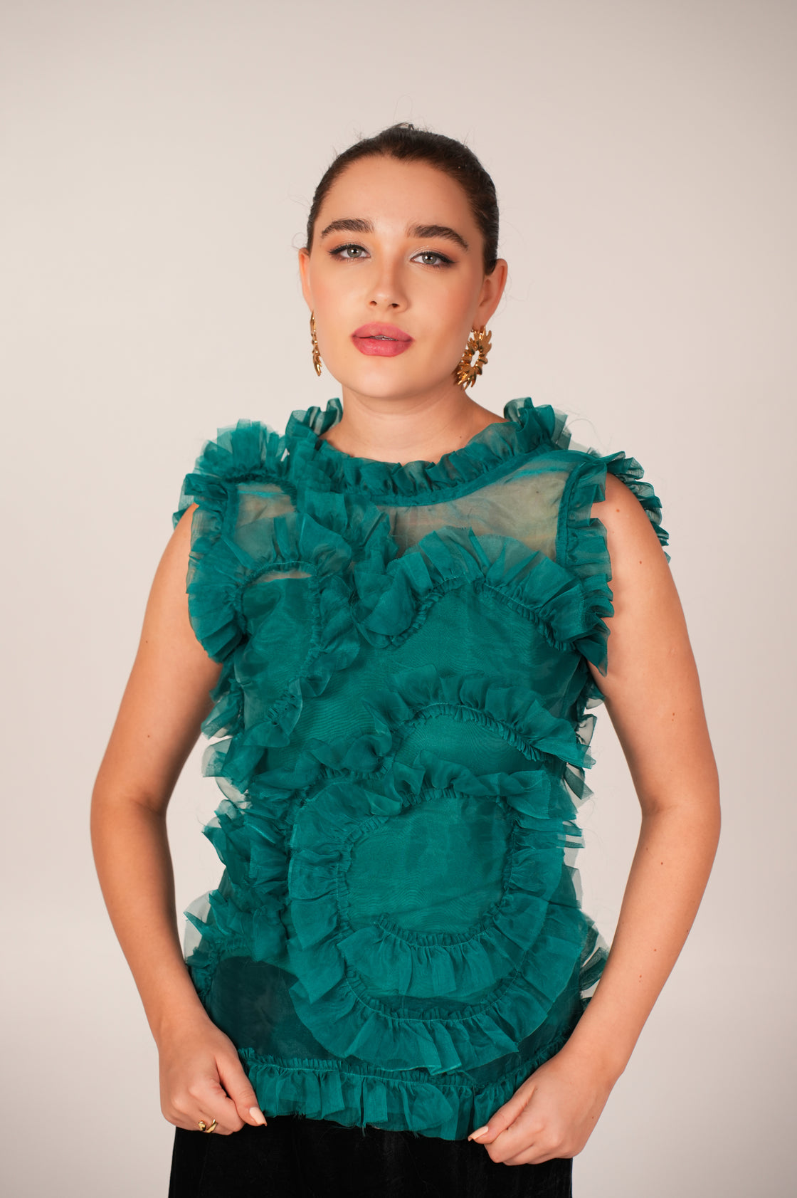 EMERALD RUFFLE TOP