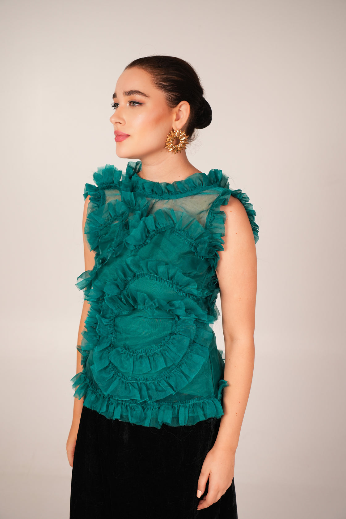 EMERALD RUFFLE TOP