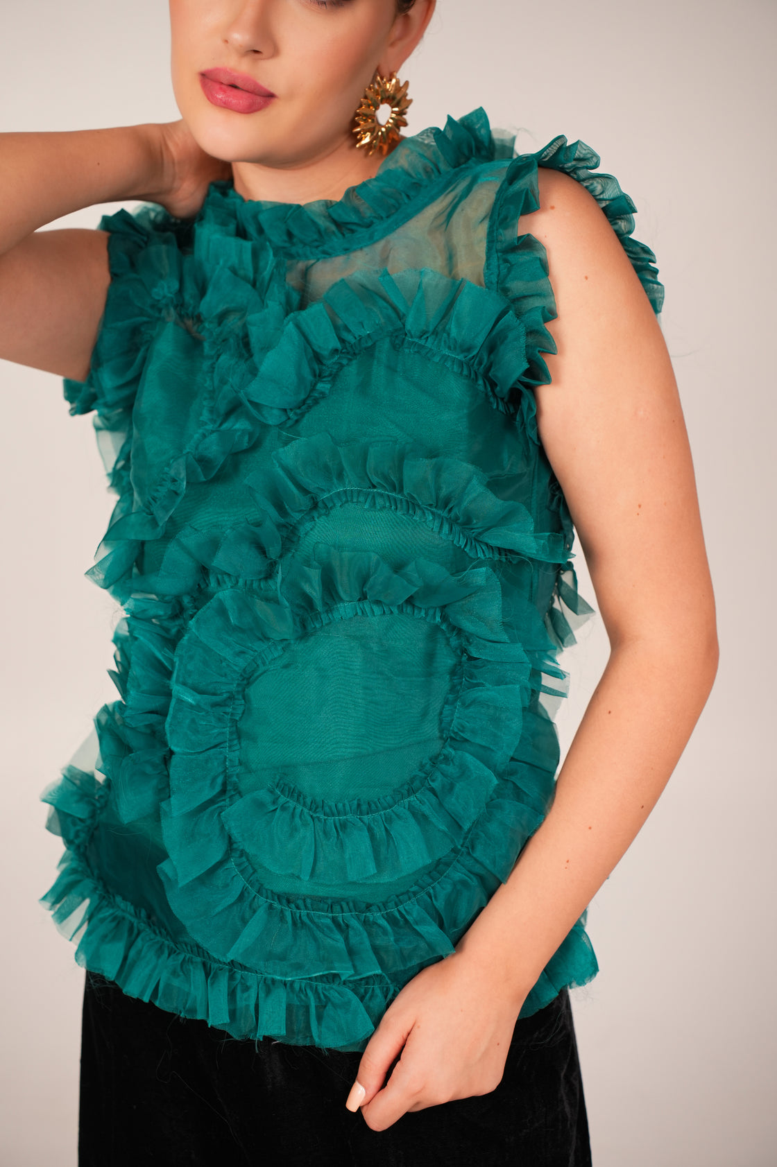 EMERALD RUFFLE TOP