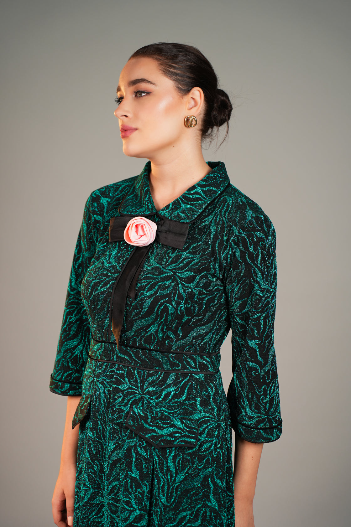 GIGI FOREST GREEN TEXTURED MAXI DRESS