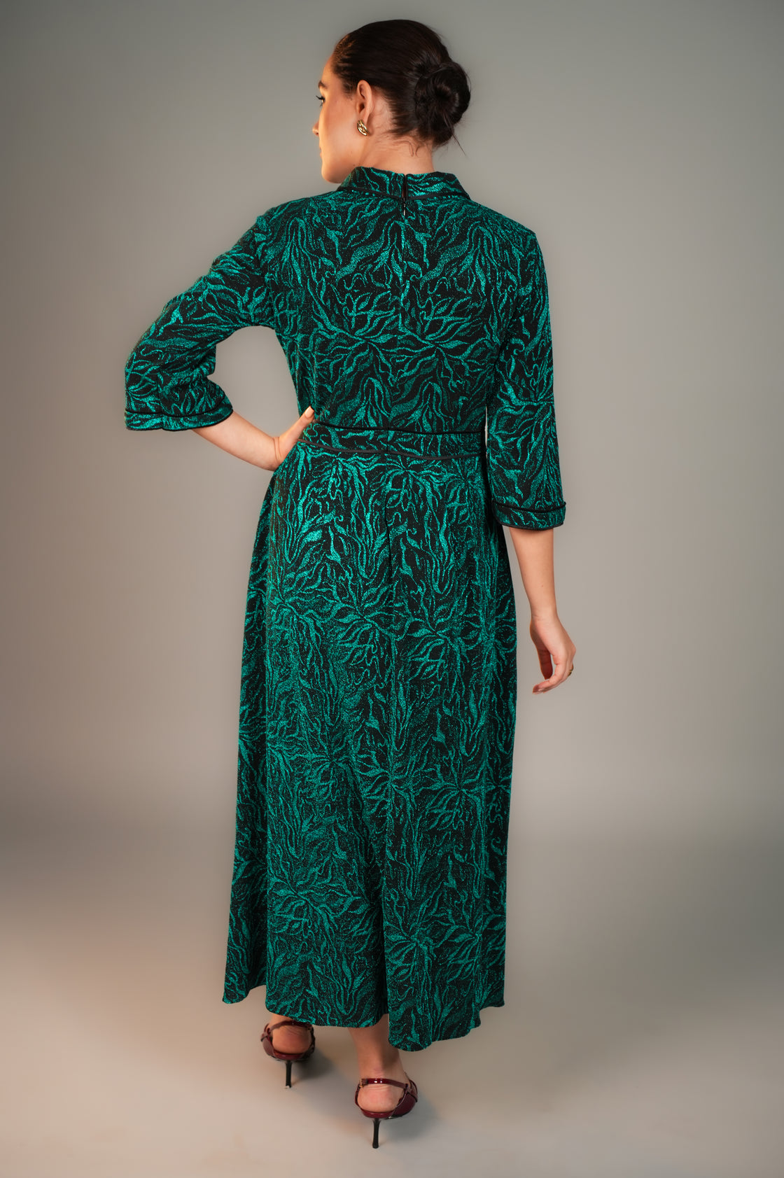 GIGI FOREST GREEN TEXTURED MAXI DRESS