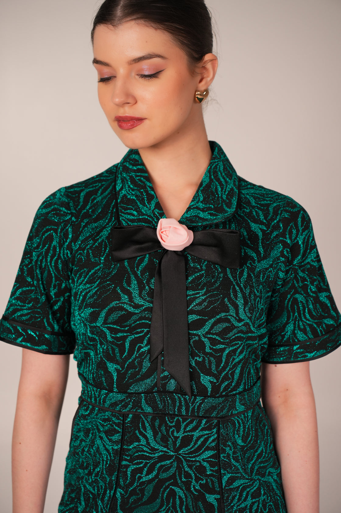 GIGI FOREST GREEN TEXTURED MINI DRESS