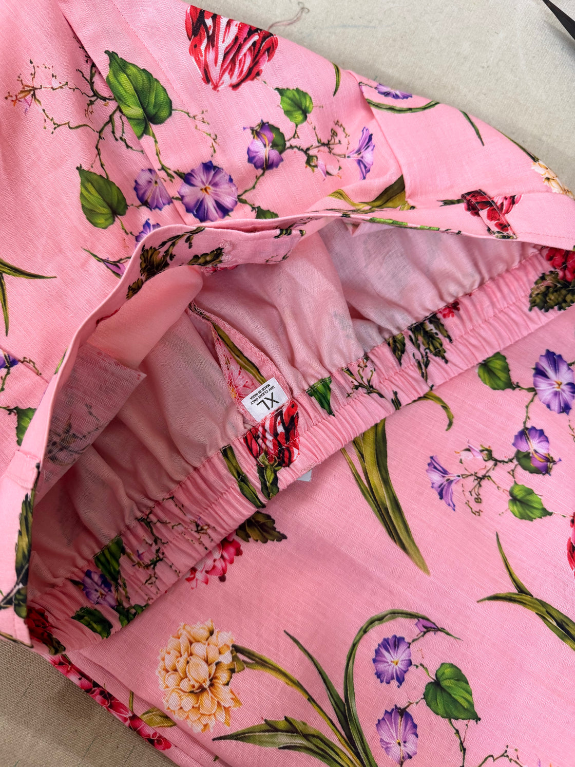 BOTANICAL LINEN TROUSERS (Mid Waist)