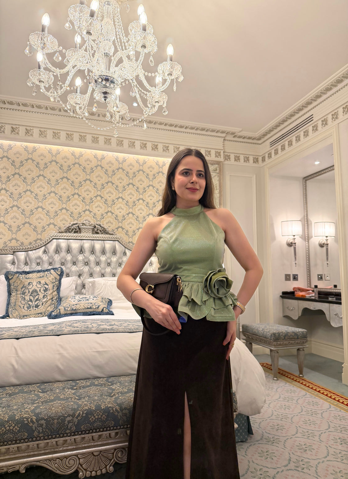 GREEN ROSA PARTY WEAR TOP