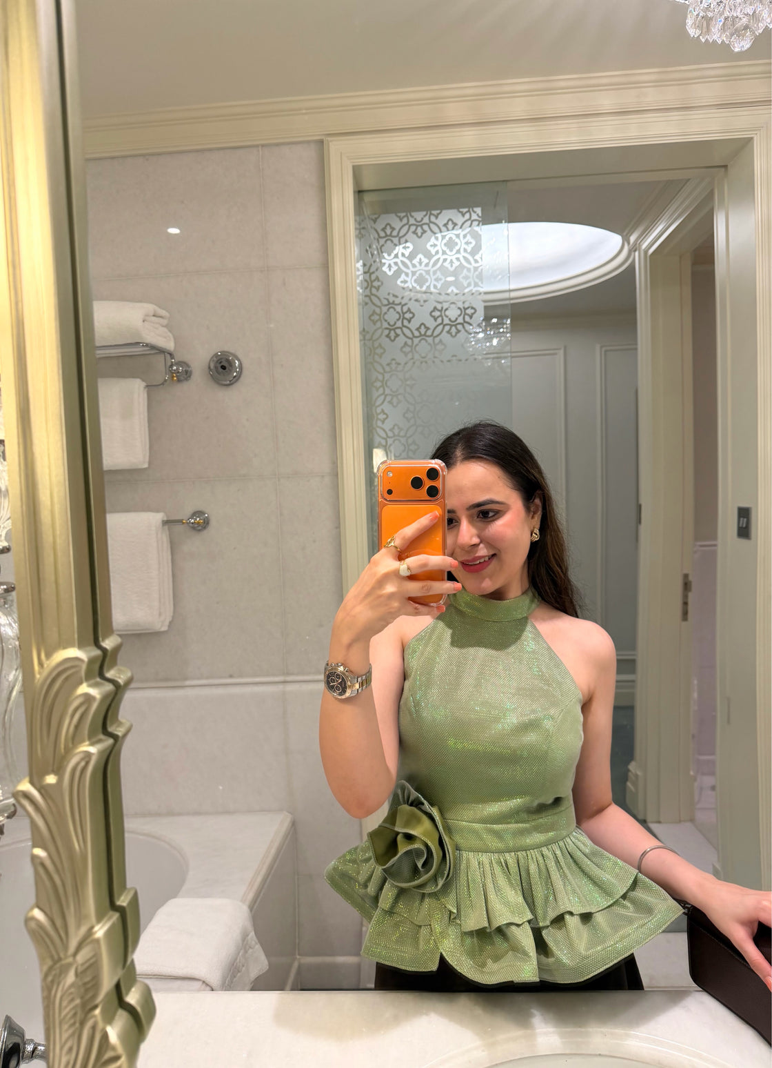 GREEN ROSA PARTY WEAR TOP
