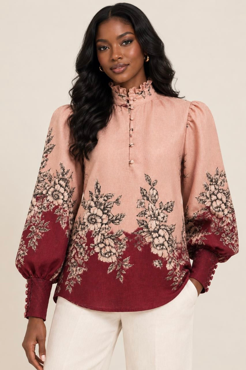 CHANDERI SILK FLEUR DE SOIE TOP (Relaxed Fit)