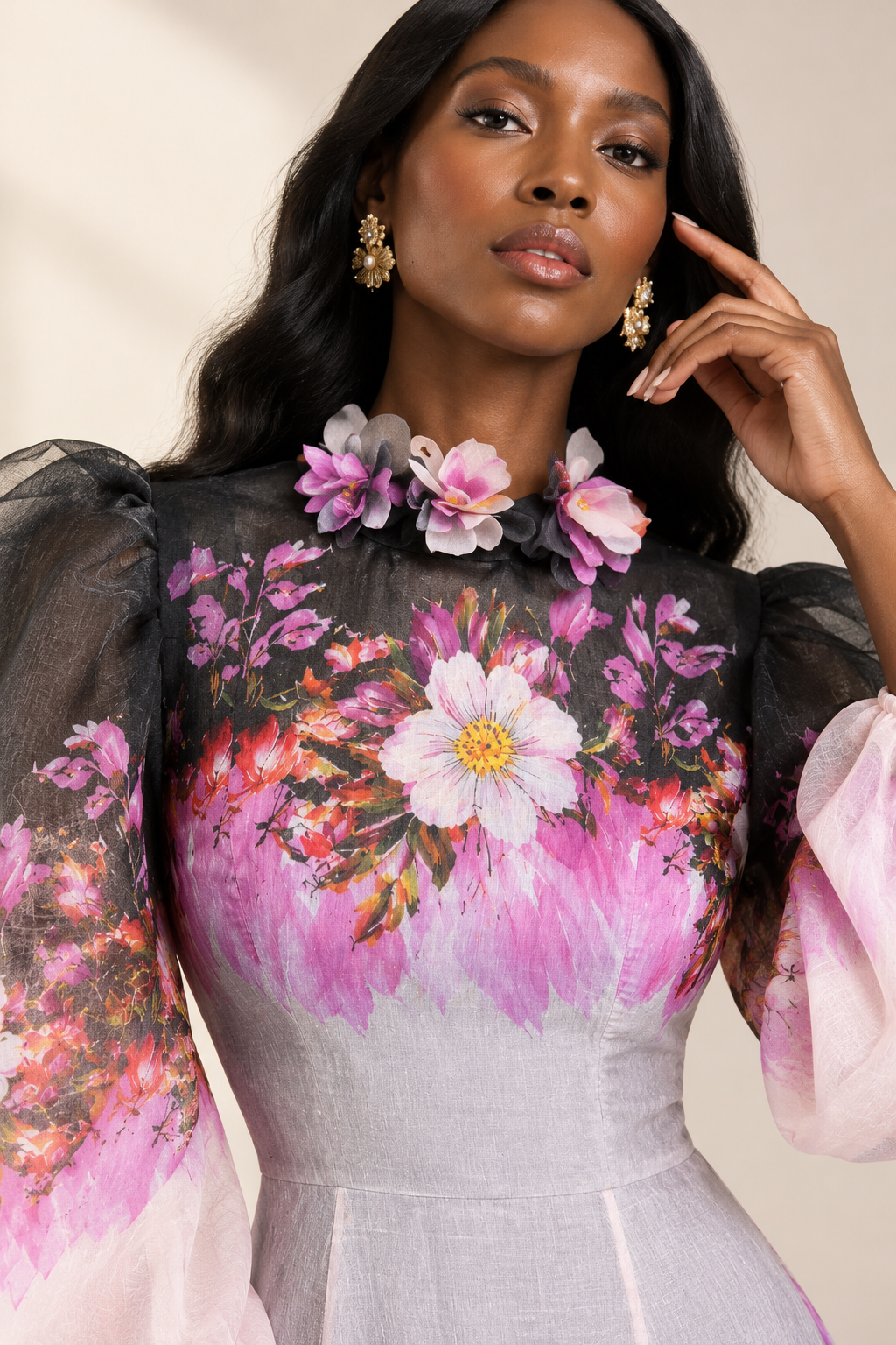 MIDNIGHT BLOOM MIDI DRESS