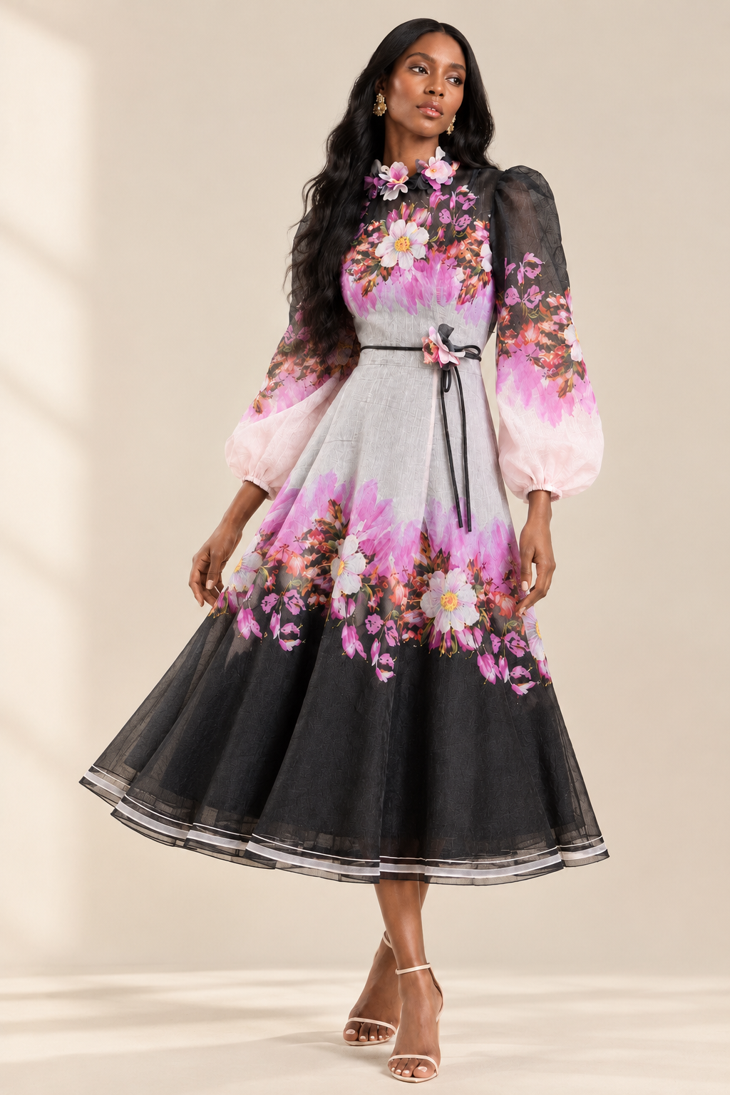 MIDNIGHT BLOOM MIDI DRESS