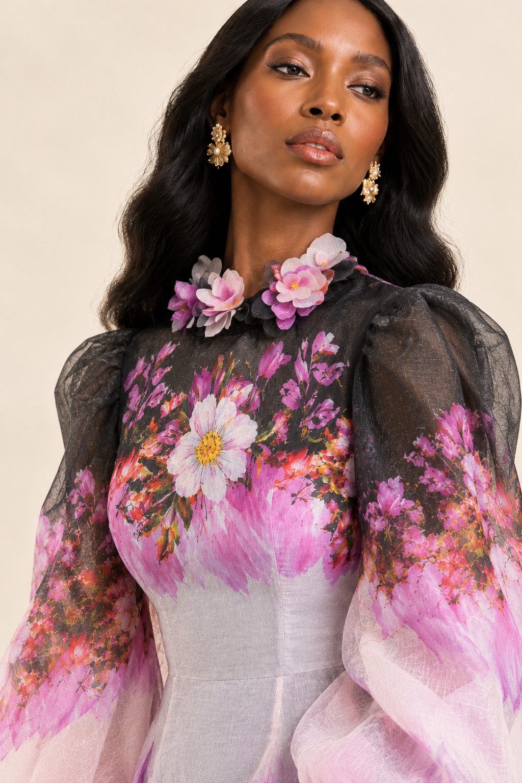 MIDNIGHT BLOOM MIDI DRESS