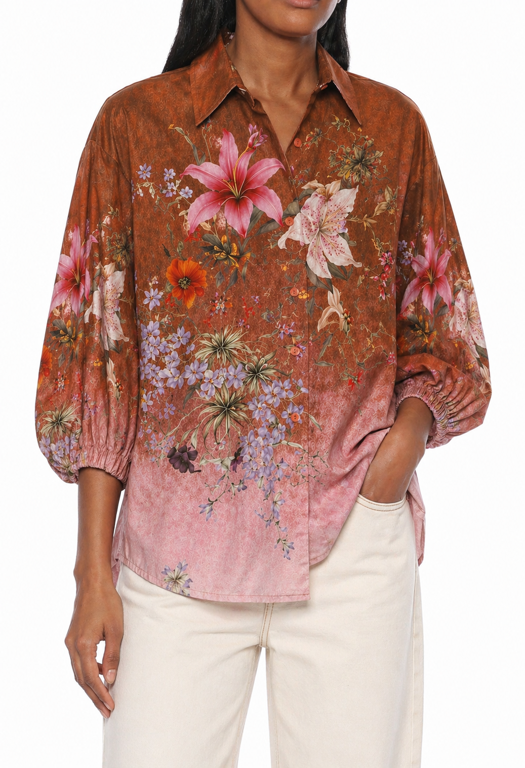 PURE COTTON LINEN WALNUT SHIRT