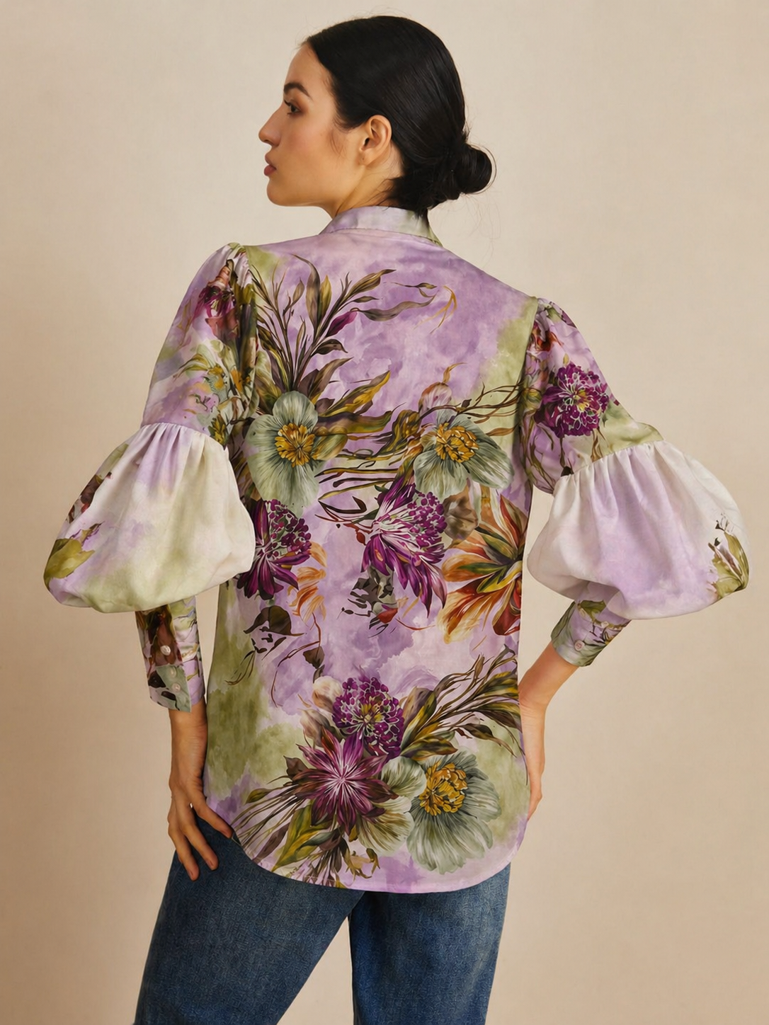 PURE COTTON LINEN FLORAL SHIRT