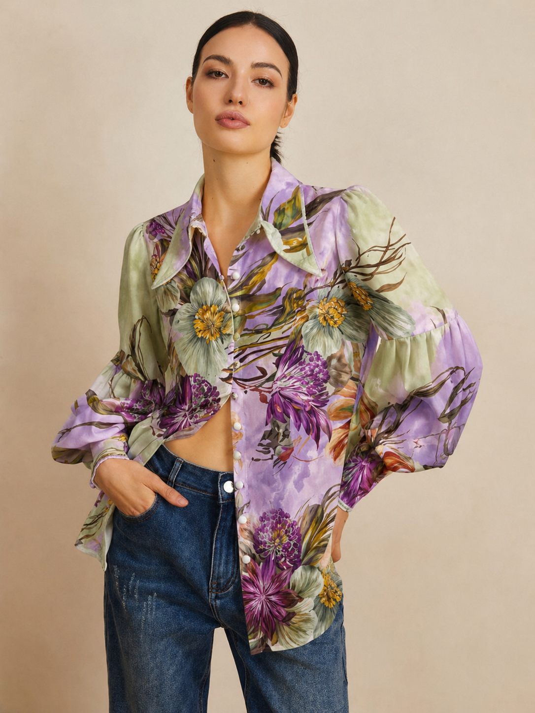 PURE COTTON LINEN FLORAL SHIRT