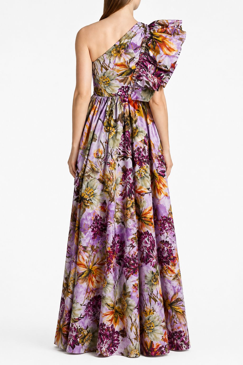 FLORAL ONE SHOULDER MAXI LENGTH DRESS
