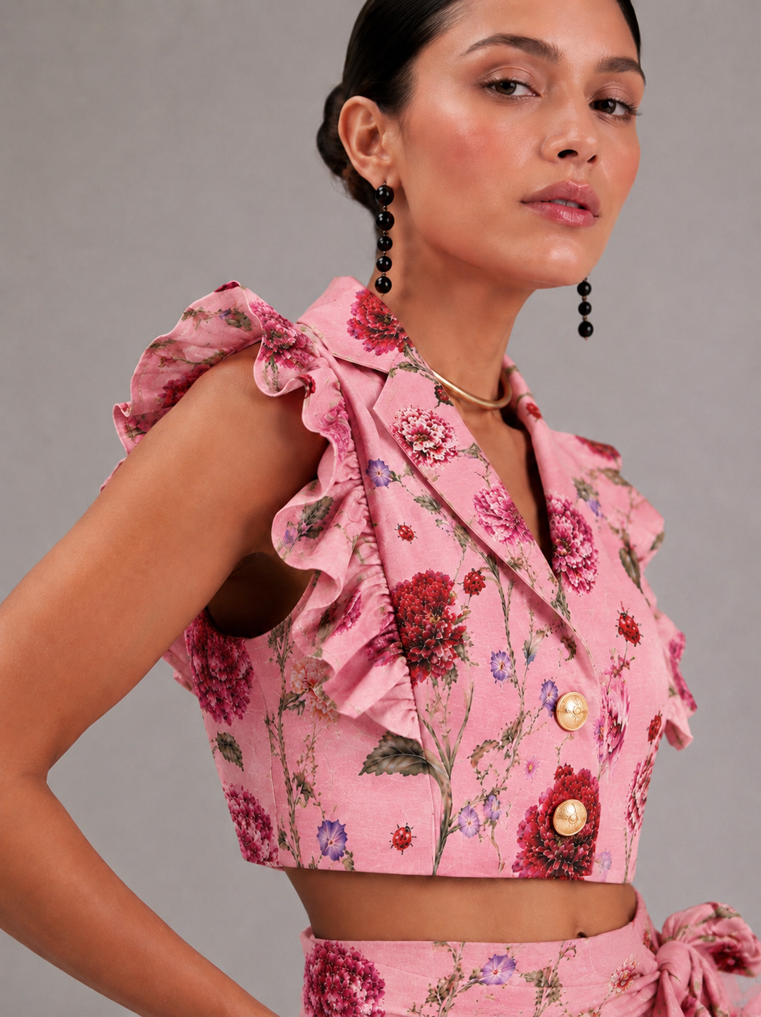BOTANICAL RUFFLE CROP TOP