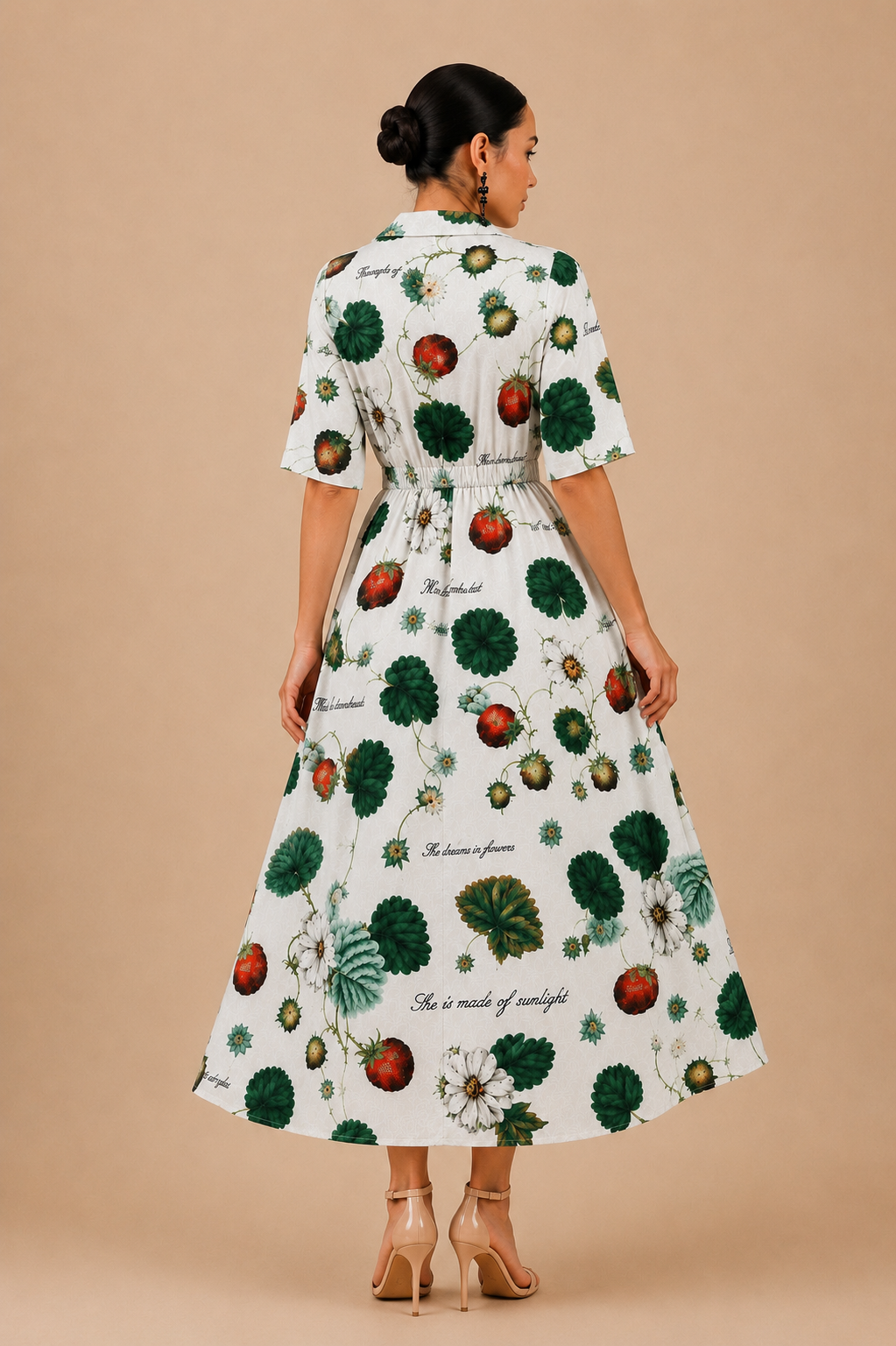 BERRY PRINT PANEL MIDI DRESS