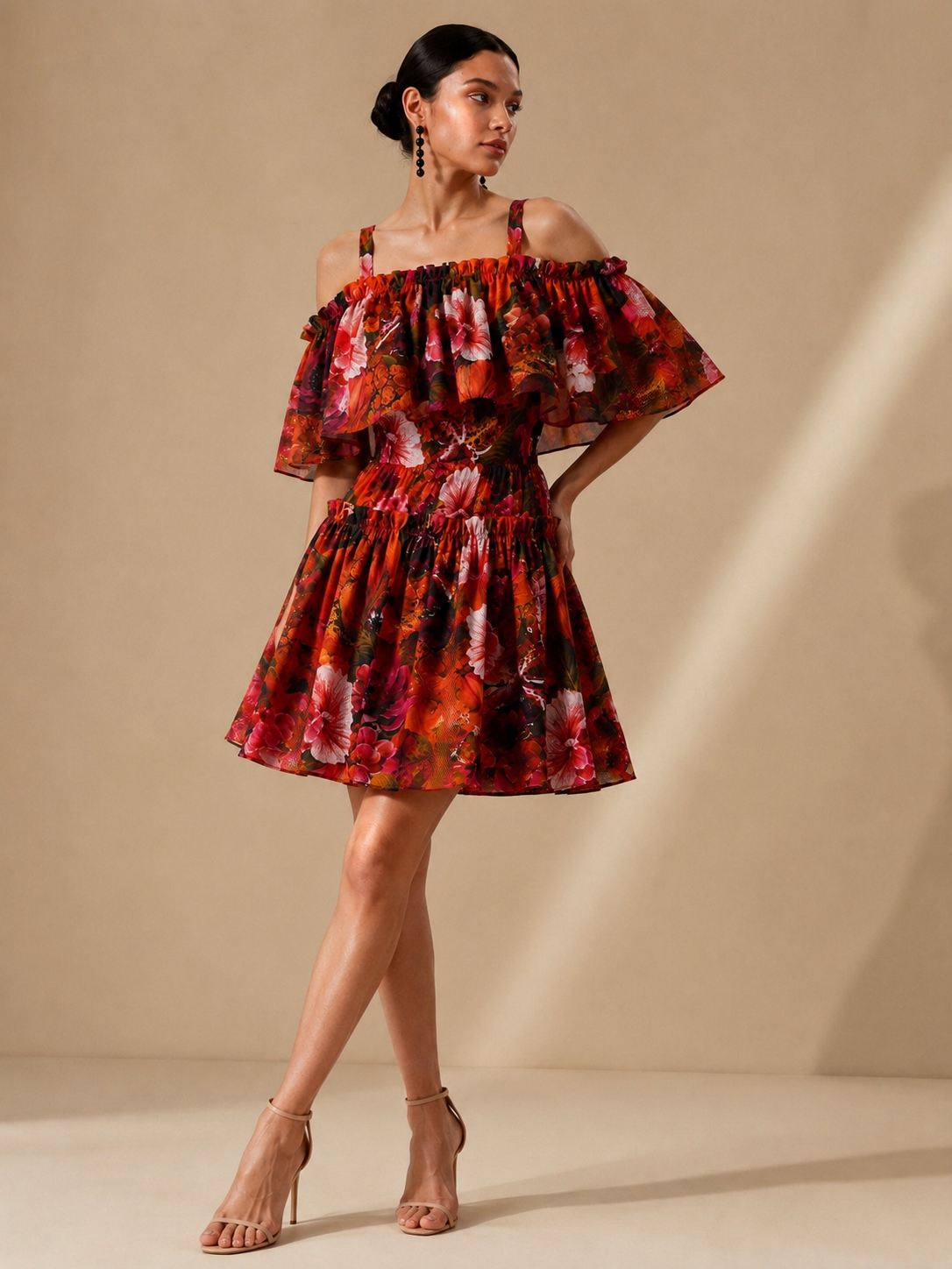 RICH CRIMSON OFF SHOULDER DRESS