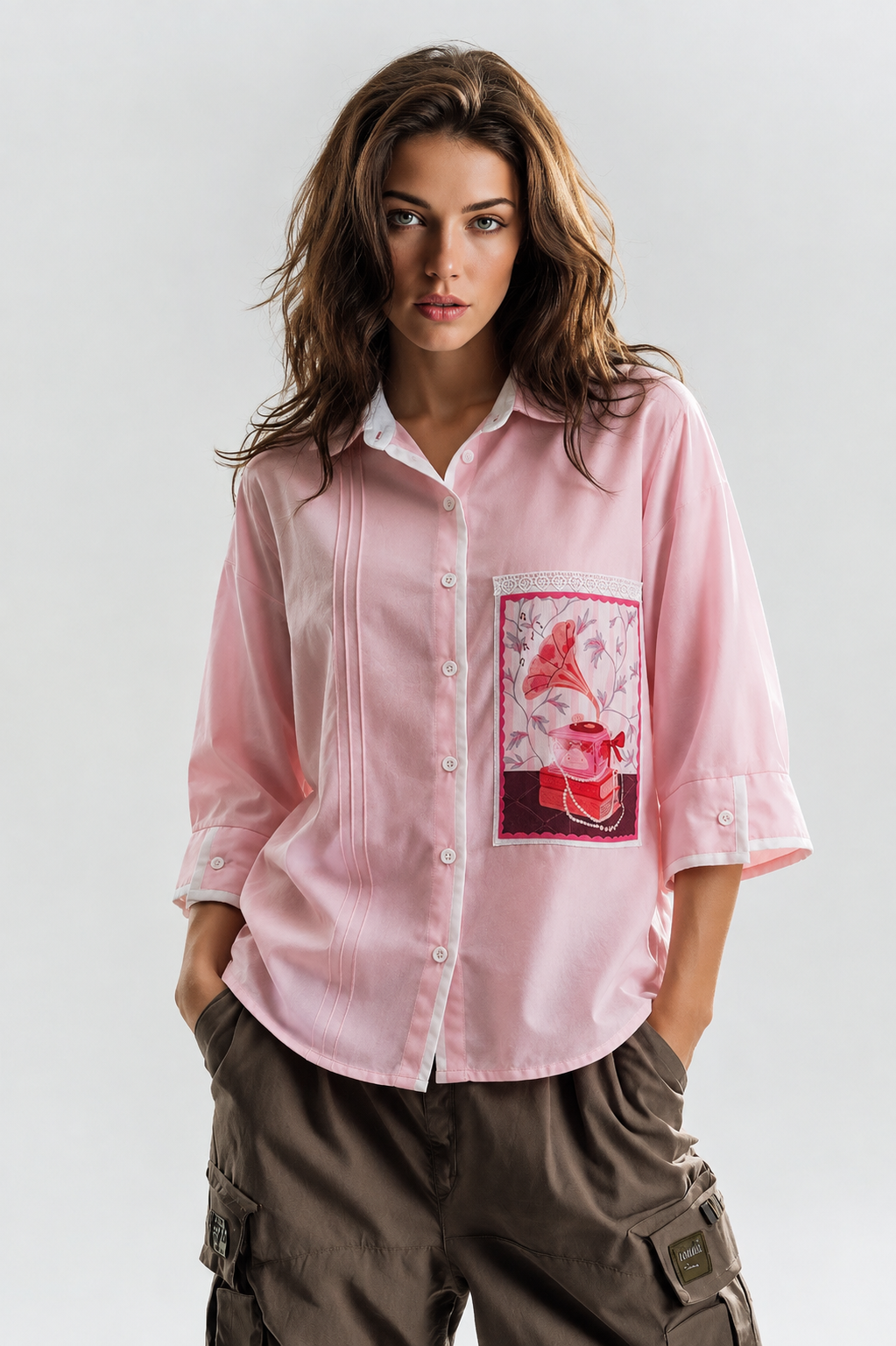 BOW PATCHWORK SHIRT