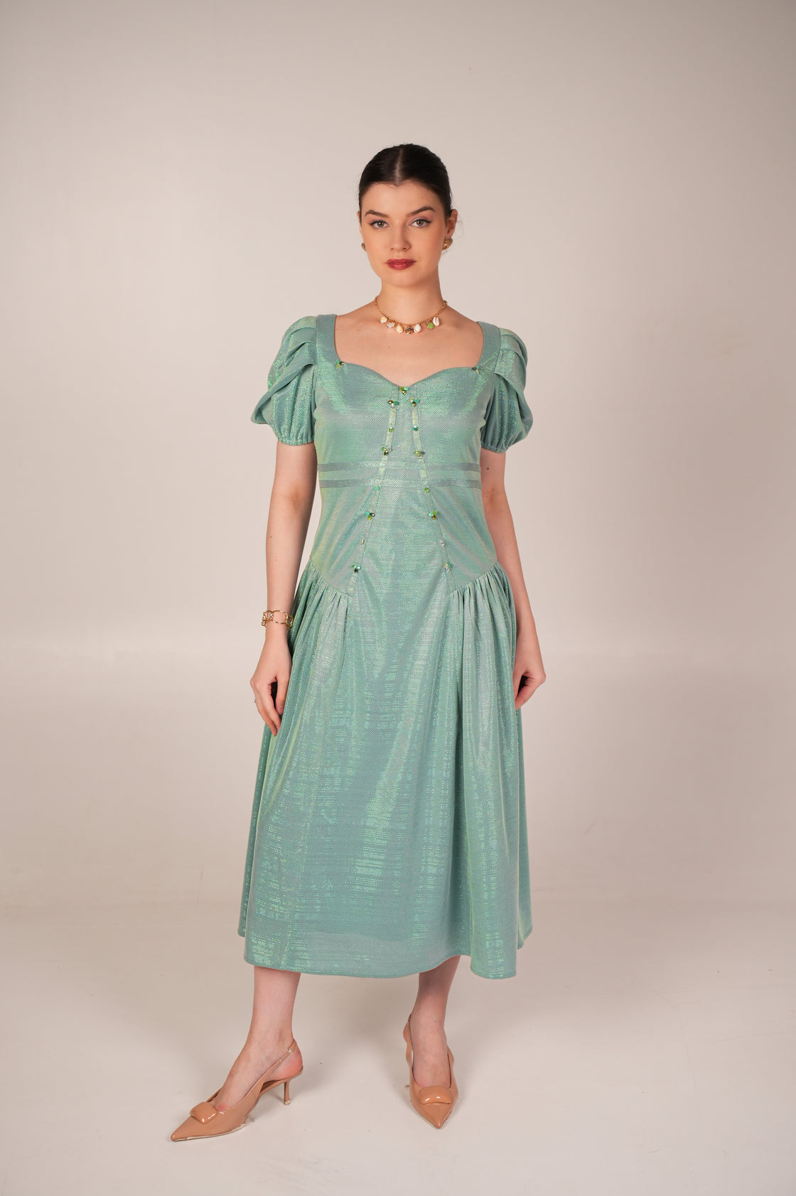 KIM EMBROIDERED MIDI DRESS