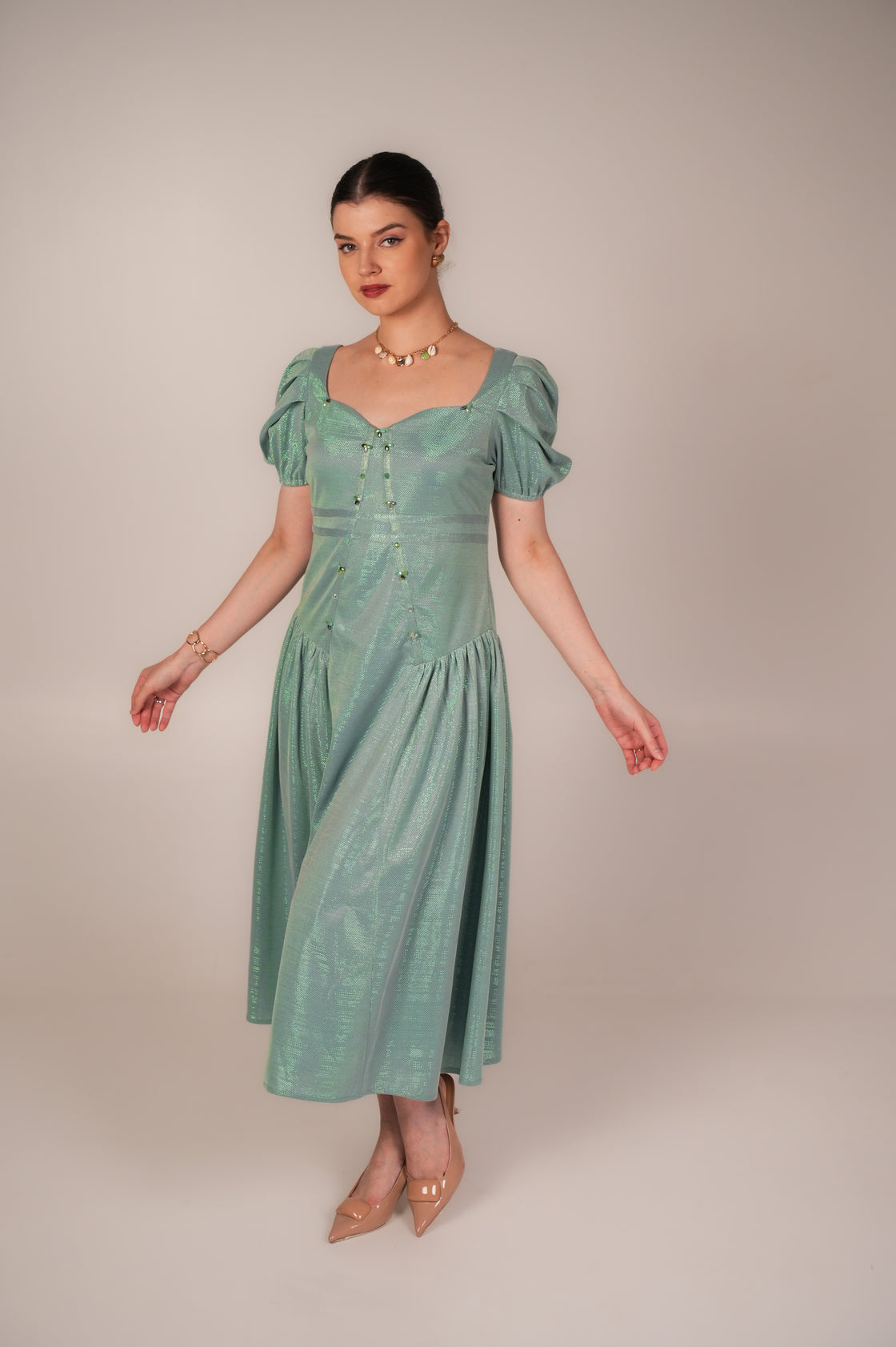 KIM EMBROIDERED MIDI DRESS