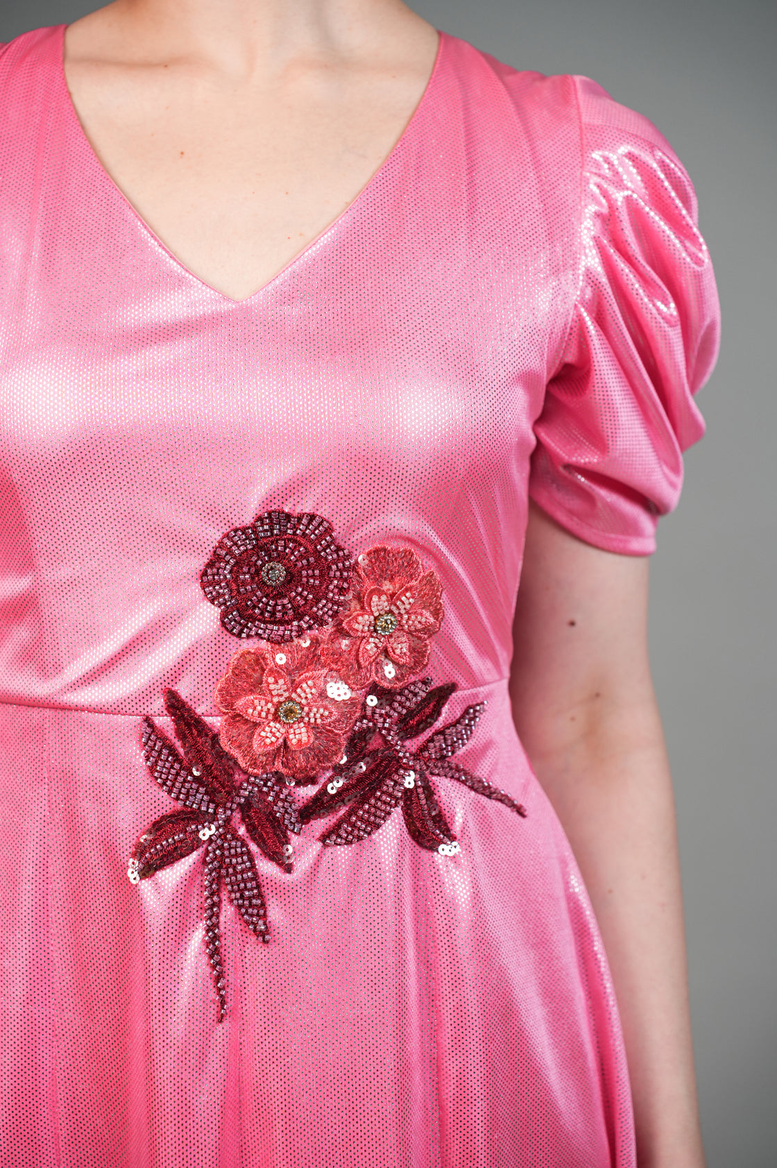 LAKESIDE PINK HAND EMBROIDERED MIDI