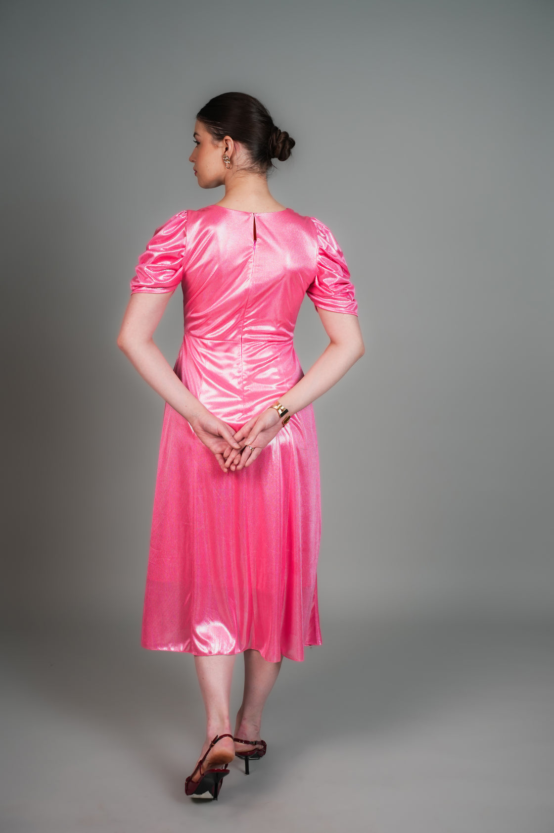 LAKESIDE PINK HAND EMBROIDERED MIDI