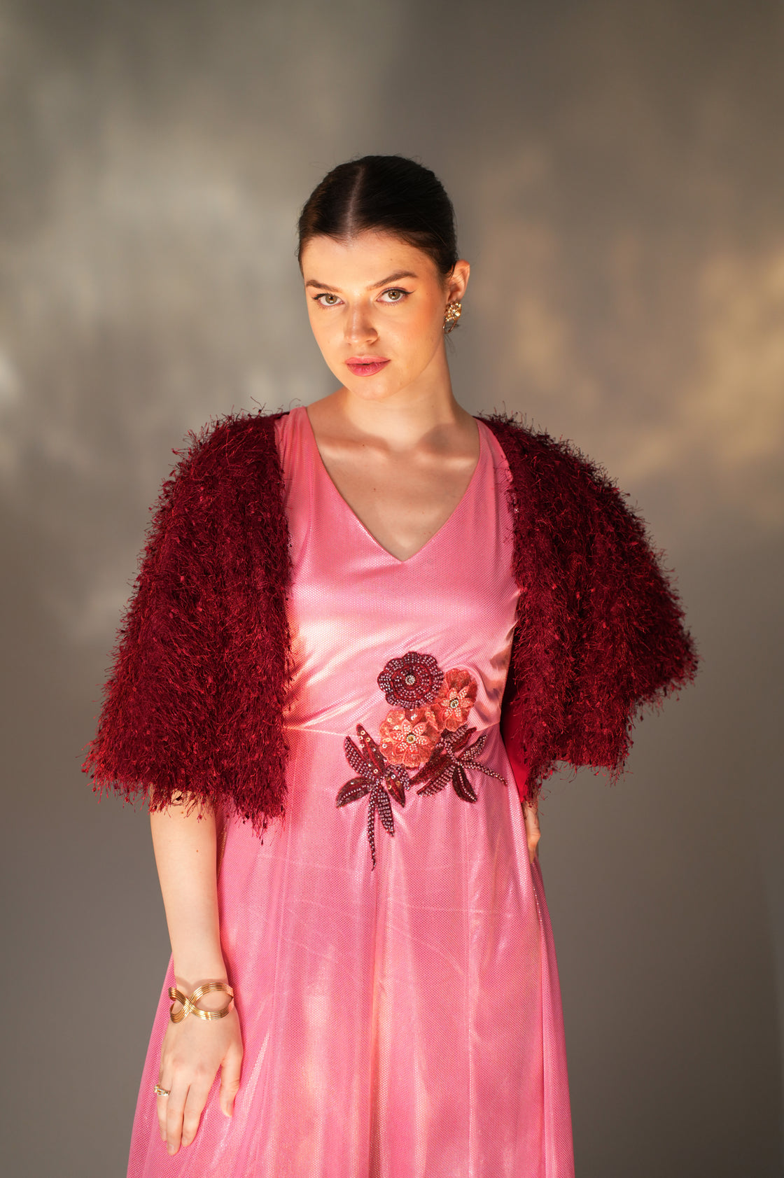 LAKESIDE PINK HAND EMBROIDERED MIDI