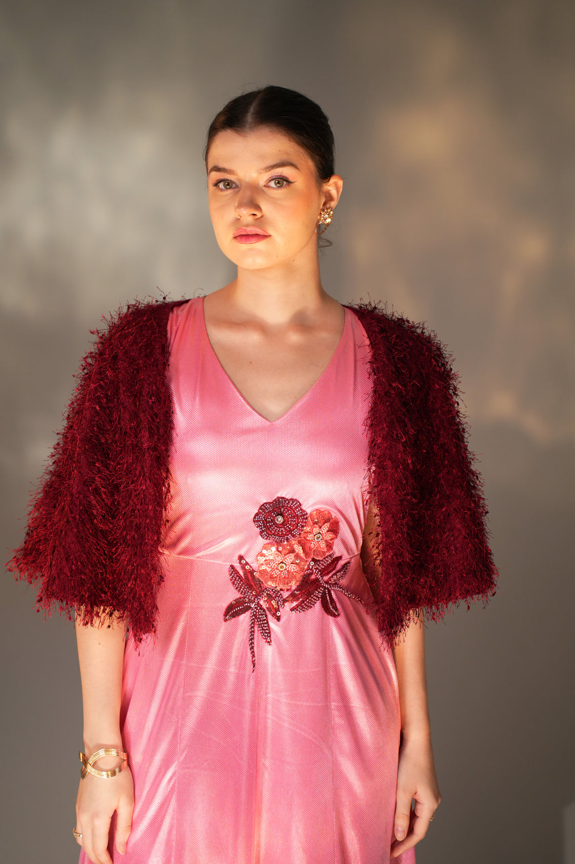 LAKESIDE PINK HAND EMBROIDERED MIDI