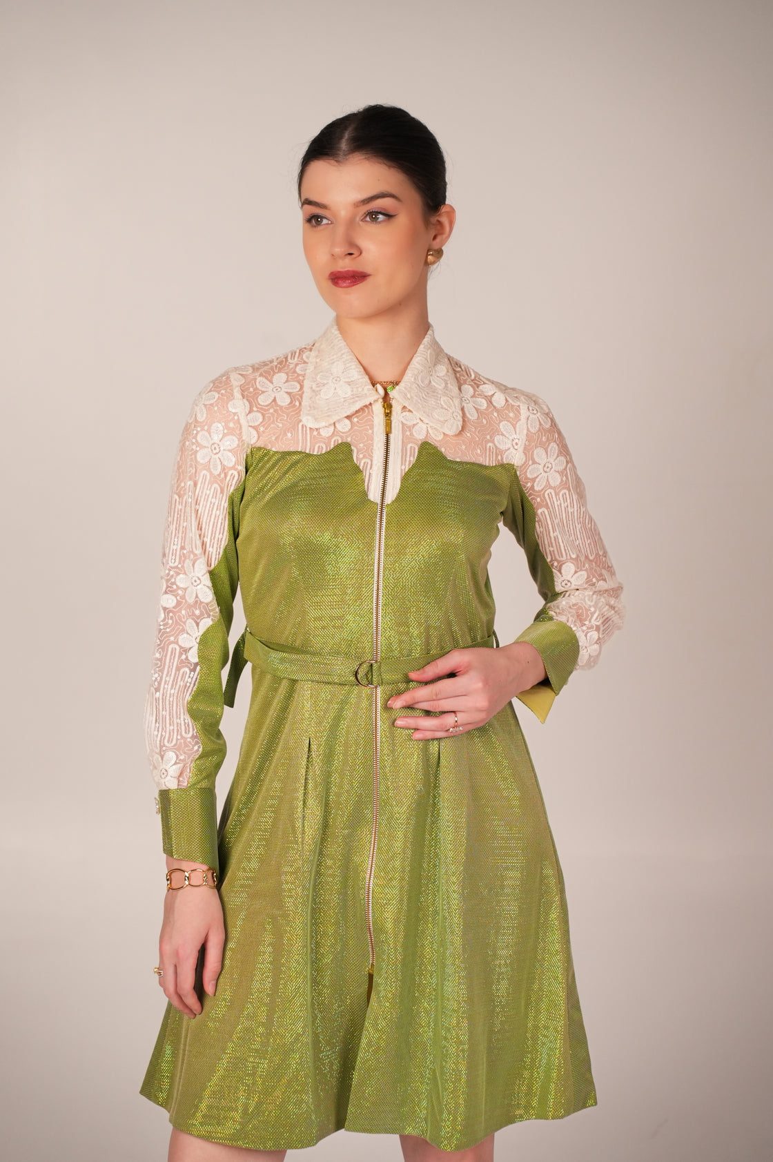 MARINA GREEN EMROIDERED JACKET DRESS