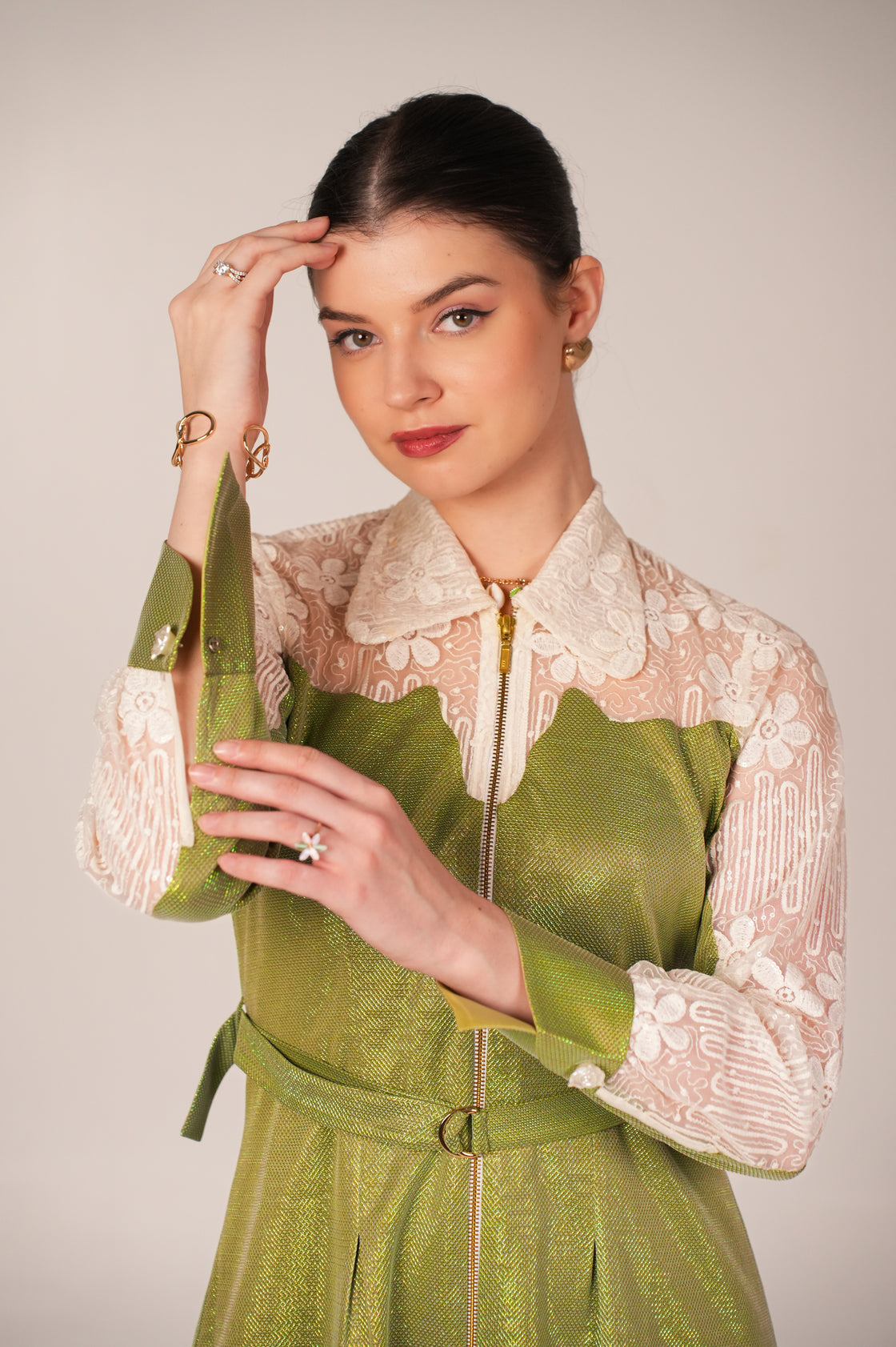 MARINA GREEN EMROIDERED JACKET DRESS