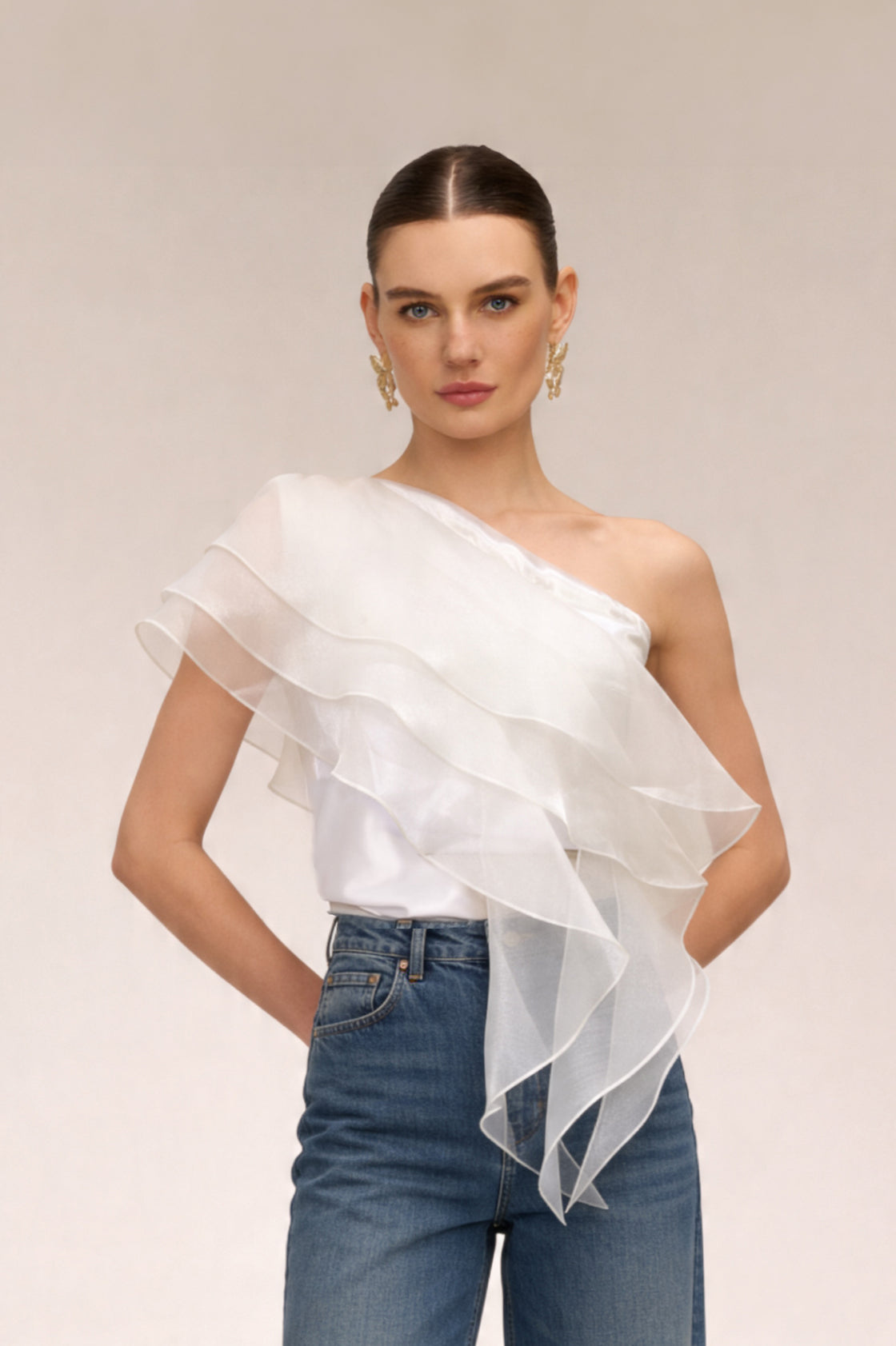 ONE SHOULDER RUFFLE TOP