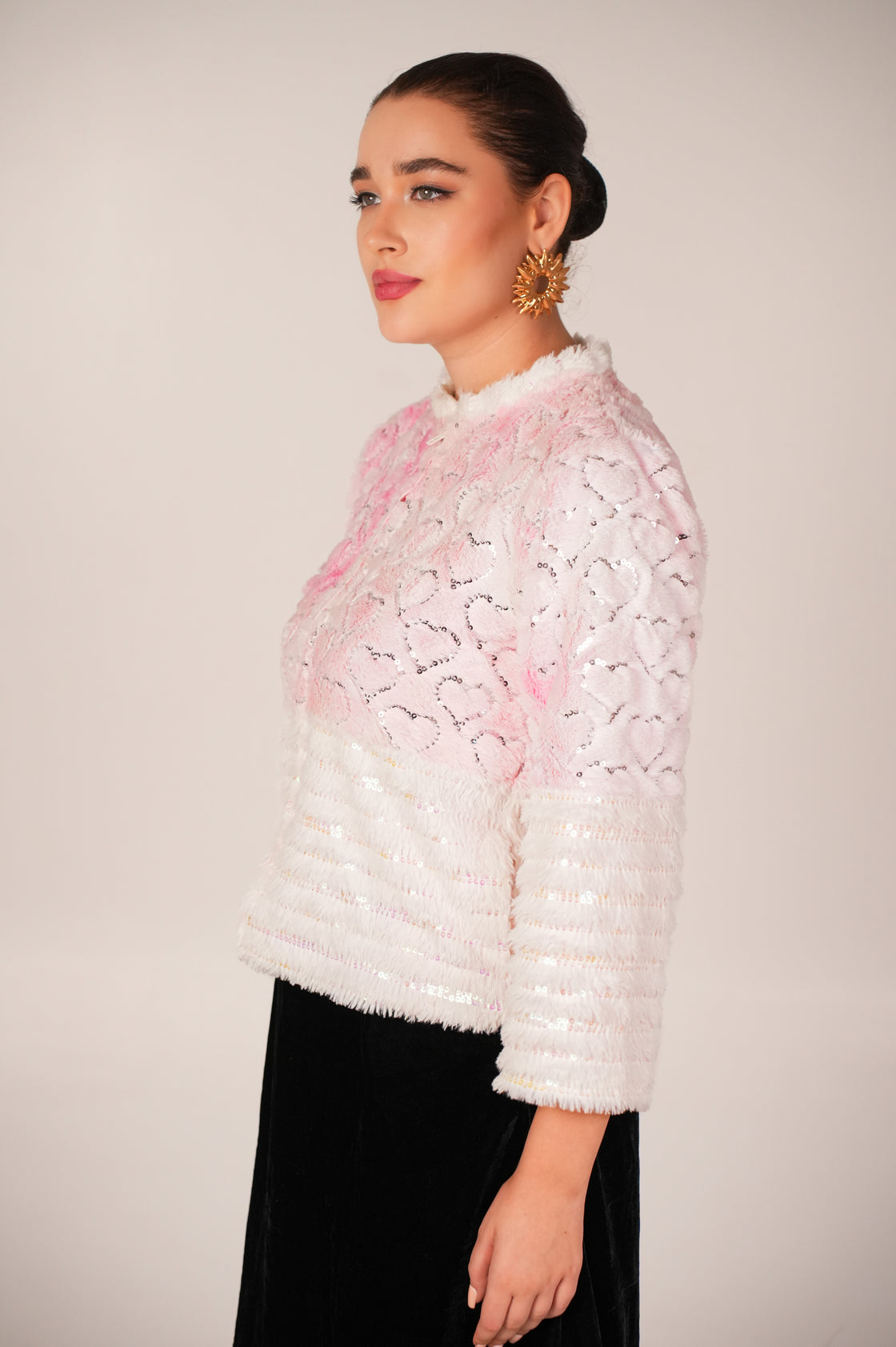 PINK AND WHITE ZIPPER JACKET